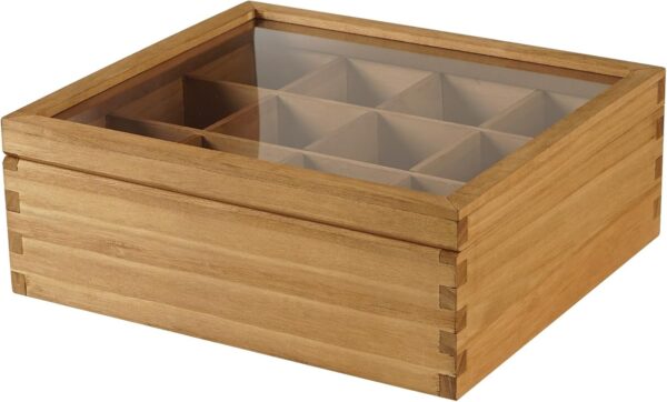 Wood Tea Box Organizer 12 Compartment